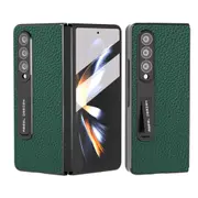 For Samsung Galaxy Z Fold4 5G Leather Phone Case With Holder - Litchi Texture
