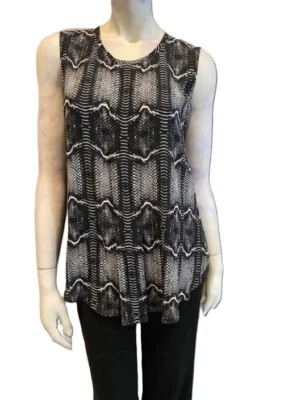 Vince Camuto Black/ Cream Hi/Low Sleeveless Chiffon Tank Top Blouse ( XS ) NWT