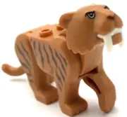 Lego New Medium Nougat Cat Large Saber-Toothed Tiger with Light Yellow Eyes