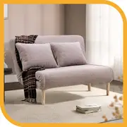 Furb Sofa Bed Lounge Chair Sherpa Fabric Folding Adjustable Recliner Wood Leg Double Seat Grey