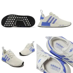 【adidas 愛迪達】休閒鞋 NMD R1 W 女鞋 奶油白 米色 藍 Boost 經典 緩震 襪套式(HP2823)