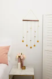 Gold Dangling Stars Photo Hanger With Mini Pegs - Size ONE, Women's Decorations