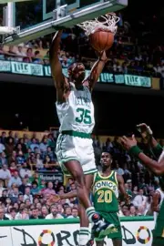 Reggie Lewis Boston Celtics dunks v Seattle Supersonics played in - Old Photo