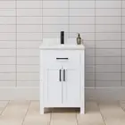 Wyndham Collection Single Bath Vanity 24"W Concealed-Hinges Solid Wood White