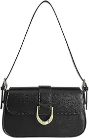 LeoLeozz Satchel Bags for Women - Women's Hobo Casual Shoulder Bag,Classic Retro Style Design Small Clutch Purse for Parties, Datings, Shoppings, Daily Wear, Work (Black)