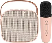 Portable Speaker, Voice Changing Mini Karaoke Machine for Home (Pink Single Microphone 800mAh Lithium Ion Battery)