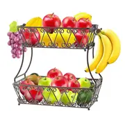 2-Tier Countertop Fruit Basket Bowl , Kitchen Counter Storage Basket Fruits Stand Holder Organizer