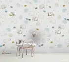 3D Cartoon Elephant White Pattern Self-adhesive Removeable Wallpaper Wall Mural