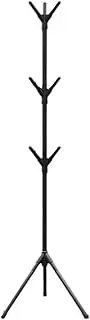AIMALL 67-Inch Iron Floor Coat Rack, Tree Branch Design, Black/White Colours, Multi-Hook, Sturdy Tripod Base, for Bedroom, Hallway, and Living Room Organisation