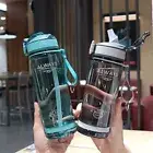 BPA Free Plastic Sports Water Bottle with Straw Drinking Bottle Men Drinkware