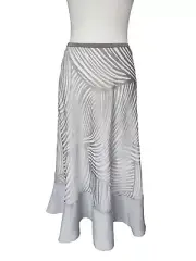 Nic + Zoe Satin Burnout Zebra Silver White Bias ALine Skirt Sz 4P New With Tags