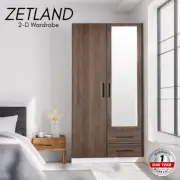 Priceworth Zetland 2-D Wardrobe Walnut Door and White Body