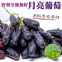 在飛比找ETMall東森購物網優惠-果物樂園-智利無籽月亮葡萄(約800-900g/袋)x2袋