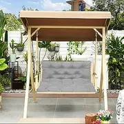 Outdoor Canopy Swing Bench Cushion Waterproof 2/3 Seater Backrest Replacement Pad Gray Garden Rocking Chair Cushion for Courtyard Patio Furniture 150*100*10cm