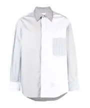 Thom Browne Logo Patch Panelled Shirt 0,1,2,3,4 white