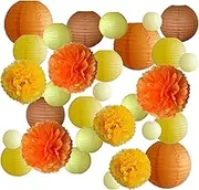 30PCS Paper Lanterns, Decorative Round Festival Foldable Hanging Lantern, 4/6/8/10/12in Reusable Colorful Wedding Decoration for Party, Birthday (Orange)
