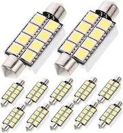 Anneome 12 Pack 42mm Led Car Dome Lights Festoon Led Bulbs 12v 5050 Map Lights for Car Interior