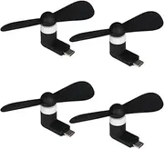 TRIIFON Phone Fan USB C, 4 Pack Mini Portable Cell Phone Fan for iPhone 16/15 and Android Cellphones with Type-C Port, Small Personal Travel Pocket Fans Summer Gadgets (Black)