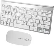 jojofuny Modern Wireless Keyboard Mouse Set Ergonomic Grip 2.4ghz Silent Keyboard Led Battery Indicator Low Power for Laptop