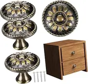 ERINGOGO 4pcs Vintage Drawer Knobs Sturdy Cabinet Handles for Dressers Closets Intricate Embossed Design Enhances Furniture Decor Durable Versatile Pulls for Home Renovation