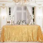 Sparkly Drape Tablecloth Gold Tablecloth Sequin Fabric Tablecloth for Ceremon...