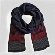 Men’s Van Heusen Dark Gray & Burgundy Striped Scarf, 10.5" x 72", Free S&H, $40