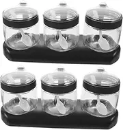 1 Set Glass Bottle Clear Container with Lid Glass Containers Glass Terrarium with Lid Set Kitchen Supplies Seasonings Jar Seasoning Jar Seasoning Box Ps Condiment Bottles(Blackx2pcs,30.5X11.5CMx2pcs)