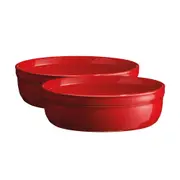2pc Emile Henry 12cm Ceramic Creme Brulees Bowl Baking Dessert Dish Burgundy