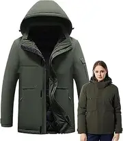 [generic] Electrically Heated Jacket with 5v Battery and Detachable Hood Lightweight Heating Vest with 3 Heating Levels, 9 Heating Zones Adjustable Green L