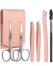 Eyebrow Kit Scissors Tweezers RazorBrushEyebrow for Men&Women w/Leather Case.