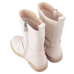【布布童鞋】CONNIFE奶油米白兒童側拉鍊高筒長靴(Q3N073W)