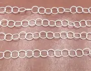 Hammered .925 Sterling Silver Oval soldered Chain-Sold by Feet