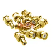 10 PCS Video Audio AV Cable BNC Male to RCA Female Adapter Gold Plated Connector