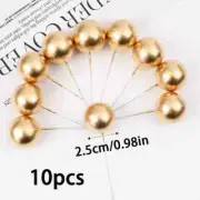10 Pcs Golden Ball Cake Decorating Accent Toppers Size 0.98 New