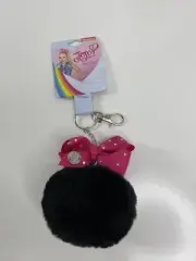 Key Chain Jojo Siwa Furball w/ Bow, Black Pom Pom Ball Fashion