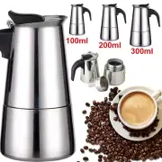 2/4/6-Cup Espresso Coffee Maker Top Latte Percolator Stove Moka Stainless Pot