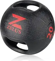 ZELUS Dual Grip Medicine Ball Weight Exercise Ball with Durable Rubber & Textured Grip for Strength Balance Training, Black, 9kgs