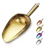 Stainless Steel Gold Ice Scoop 6 OZ, Titanium Golden Plating Metal Ice Scooper