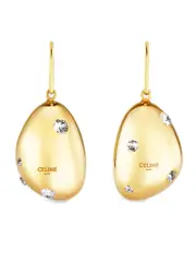 Celine Le Soir Pebbles Earrings in Epoxy Gold Brass and Crystals