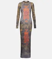 [Jean Paul Gaultier] Jean Paul Gaultier Médallion printed mesh maxi dress AU 16 multicoloured