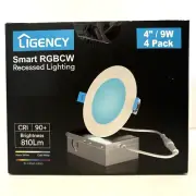 Smart Recessed Lighting 4” 9W LED Ultrathin Canless Ceiling Light RGBCW Ligency