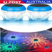 2x Solar LED Floating Lights Garden Pond Pool Rotating Color Change Outdoor Lamp