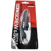 Wilcor HOU0437, Waiter's Friend Corkscrew Wine Bottle Opener Foil Cutter, Black