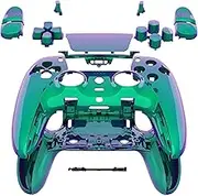 eXtremeRate Full Set Housing Shell Buttons Touchpad Compatible with ps5 Edge Controller, Chameleon Green Purple Replacement Decorative Trim Shell Front Back Plates Compatible with ps5 Edge Controller