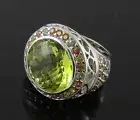 Sima K 12.02ct Apple Quartz & Sapphire Sterling Silver Ring - Size 7