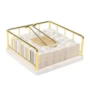 Flat Napkin Holder, Metal Kitchen Napkin Holder with Weighted Marble Base Gold