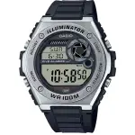 【CASIO 卡西歐】重工業風金屬錶圈電子錶-銀框X透明面(MWD-100H-1A)