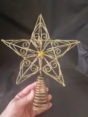 Metal Gold Glitter & Jewel Star Tree Topper Christmas Holiday Decoration