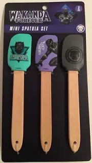 NEW 3 Pack Silicone Marvel Wakanda Forever Mini Spatula Set Black Panther Baking