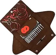 addi Click LACE Short Tips Extended Edition - Interchangeable Needle Set with addi Gold Scissors, 5 Red Cords, addi Socks Stitch Marker and addi Grip Pads